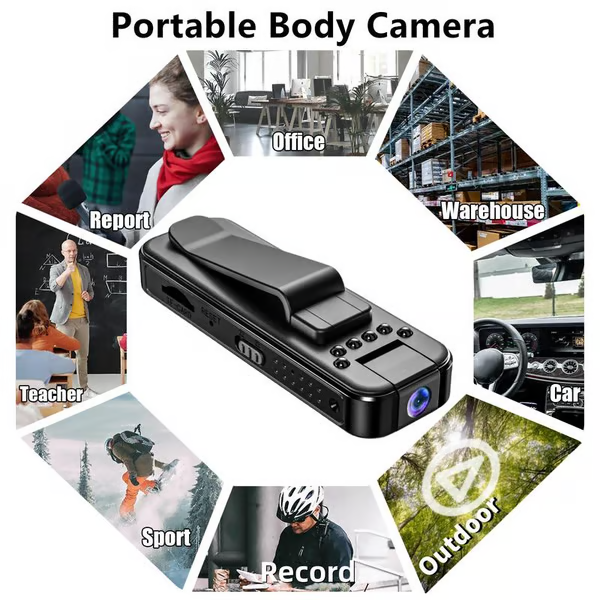 🔥🔥 Wearable Body Cam with Night-Vision & 180° Rotation Lens Vlogging Camera