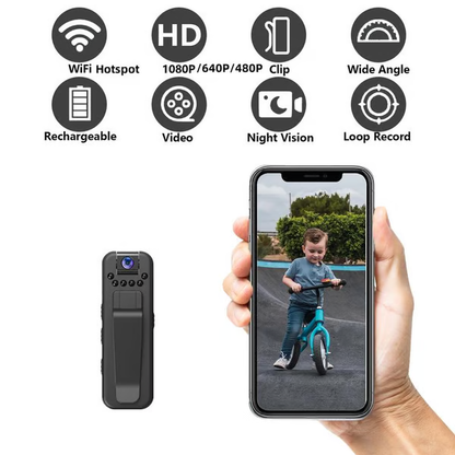 🔥🔥 Wearable Body Cam with Night-Vision & 180° Rotation Lens Vlogging Camera