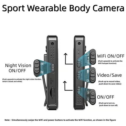 🔥🔥 Wearable Body Cam with Night-Vision & 180° Rotation Lens Vlogging Camera